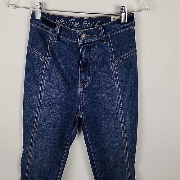 WE THE FREE 26 womens medium wash stretchy denim skinny jeans high rise waisted - Picture 2 of 7